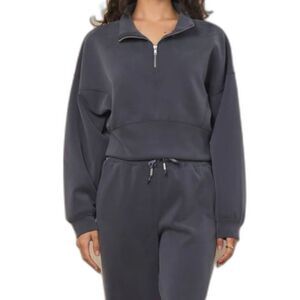Beyond The Sea Collective Quarter Zip Luxe Cloud Graphite Soft Cozy Large